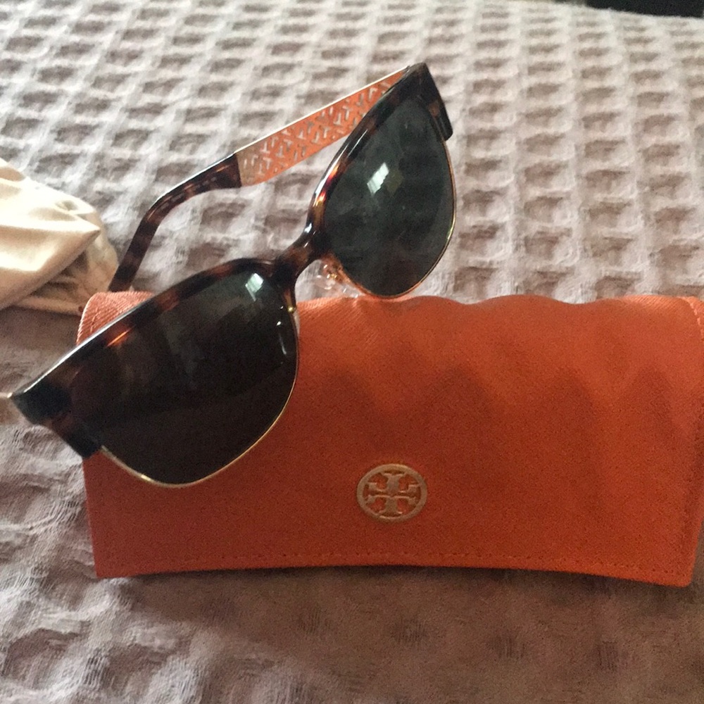 Tory Burch-Tortoise Gold Sunglasses.